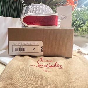Christian Louboutin 40PVC/Sneakers Sole/Spike Transparent Leather Belt Size 90